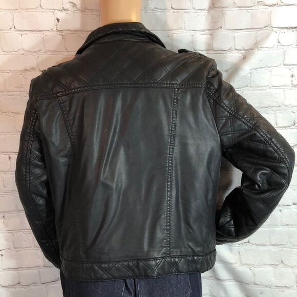 Aeropostale Black Faux Leather Quilted Moto Jacket Juniors XL - Picture 6 of 10